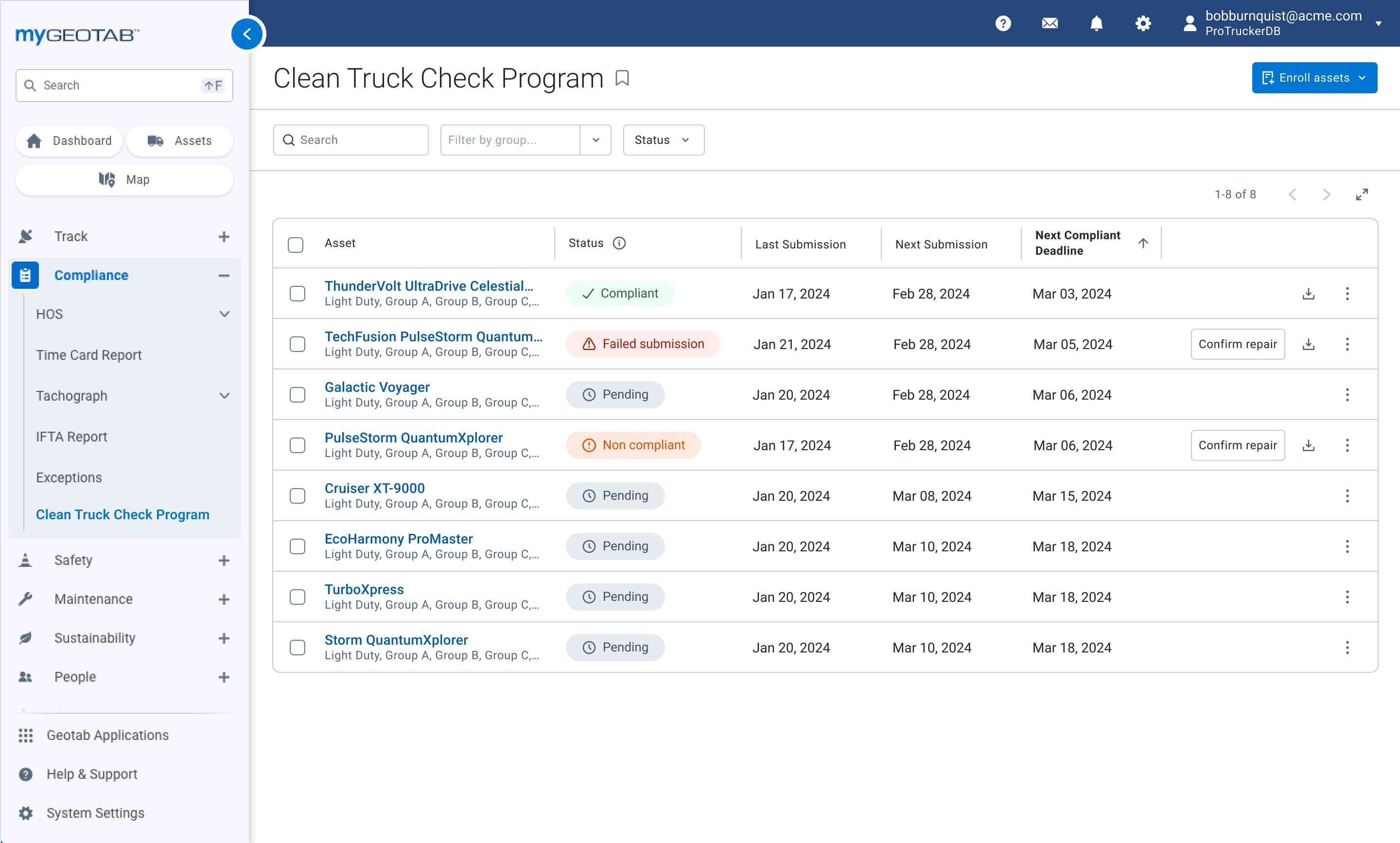 Geotab Emissions Diagnostics Report